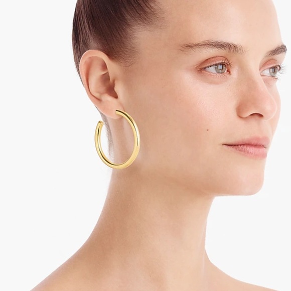 JCREW Hoop Earrings NWT OS Burnished Gold - Picture 3 of 9